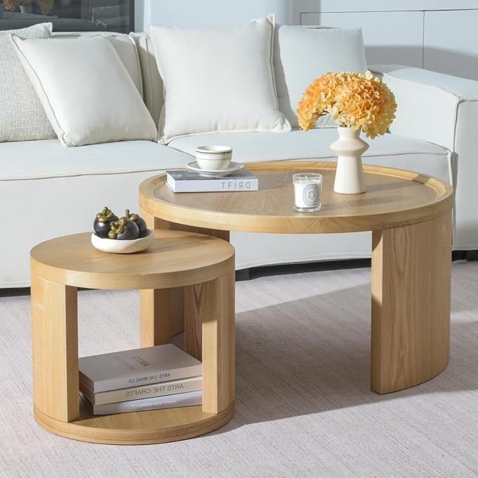 Gray Round Nesting Coffee Table Set