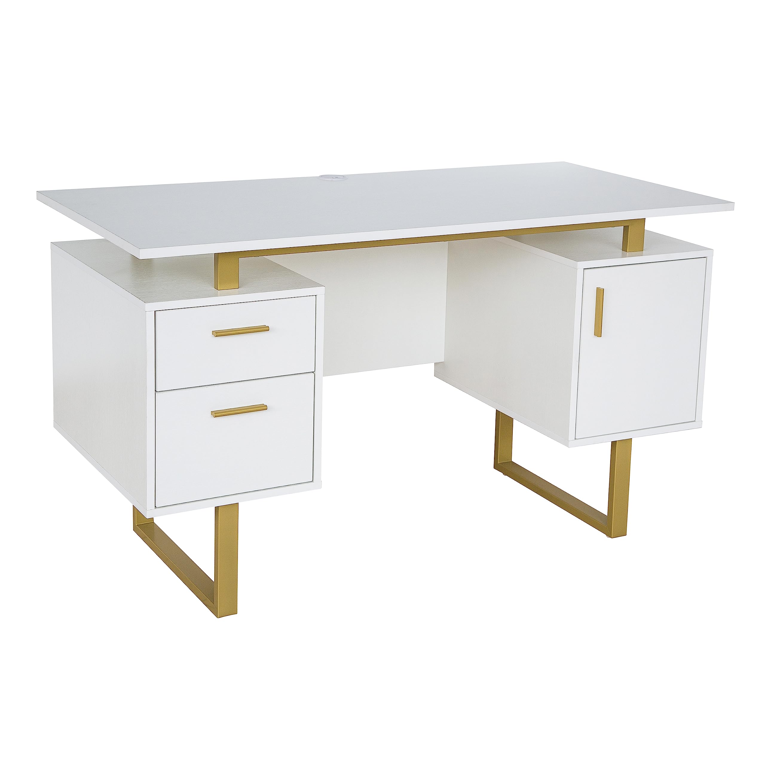 Modern Computer Desk with Drawers & Storage Cabinet