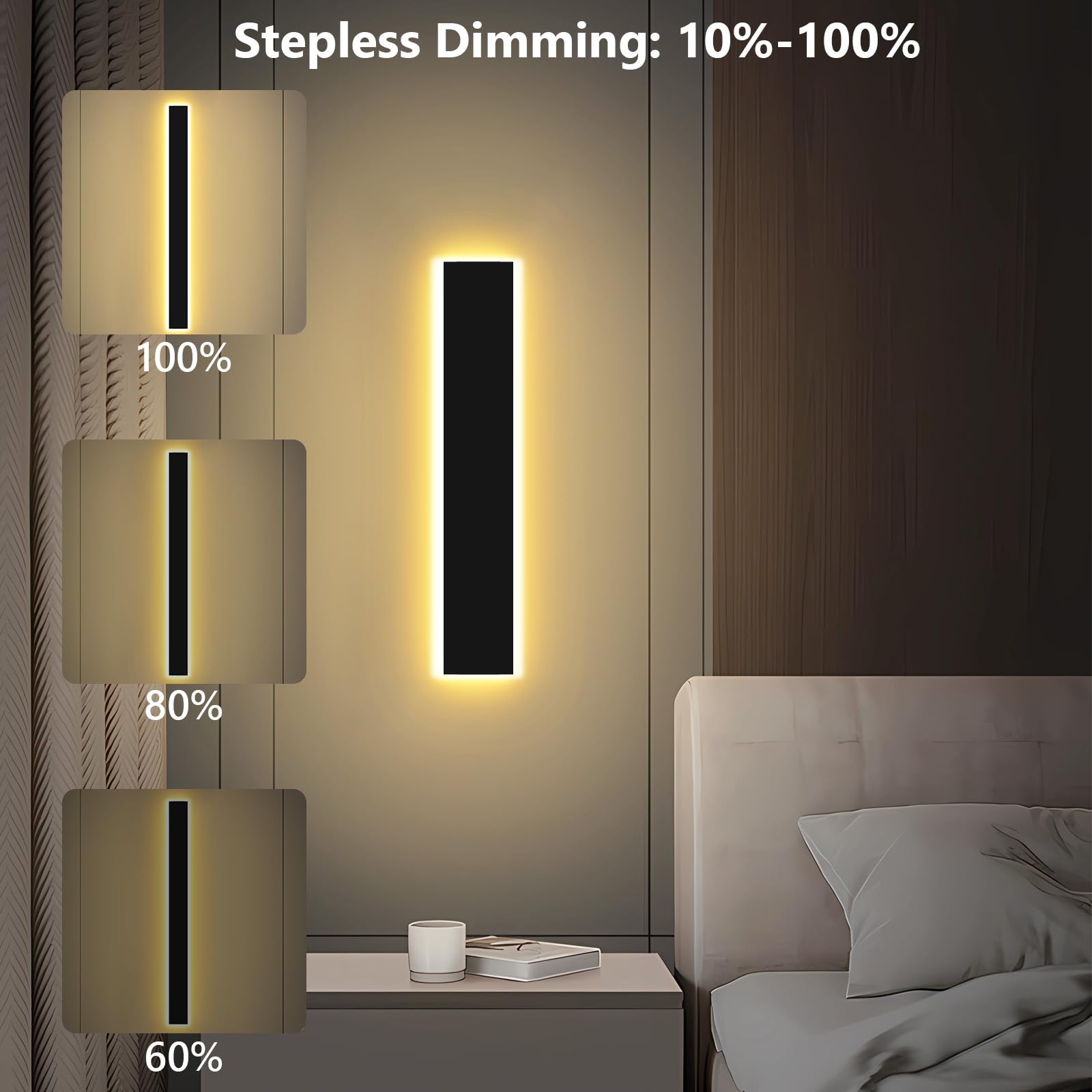 Outdoor LED Wall Sconce – 59" Dimmable, IP65, 2-Pack