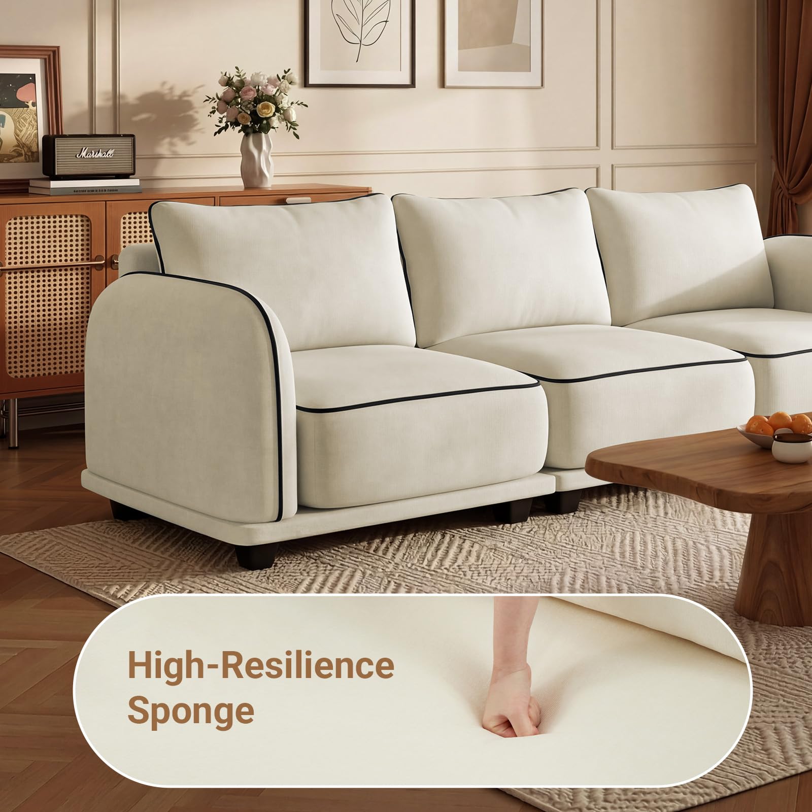 L-Shaped Sectional Sofa with Ottoman