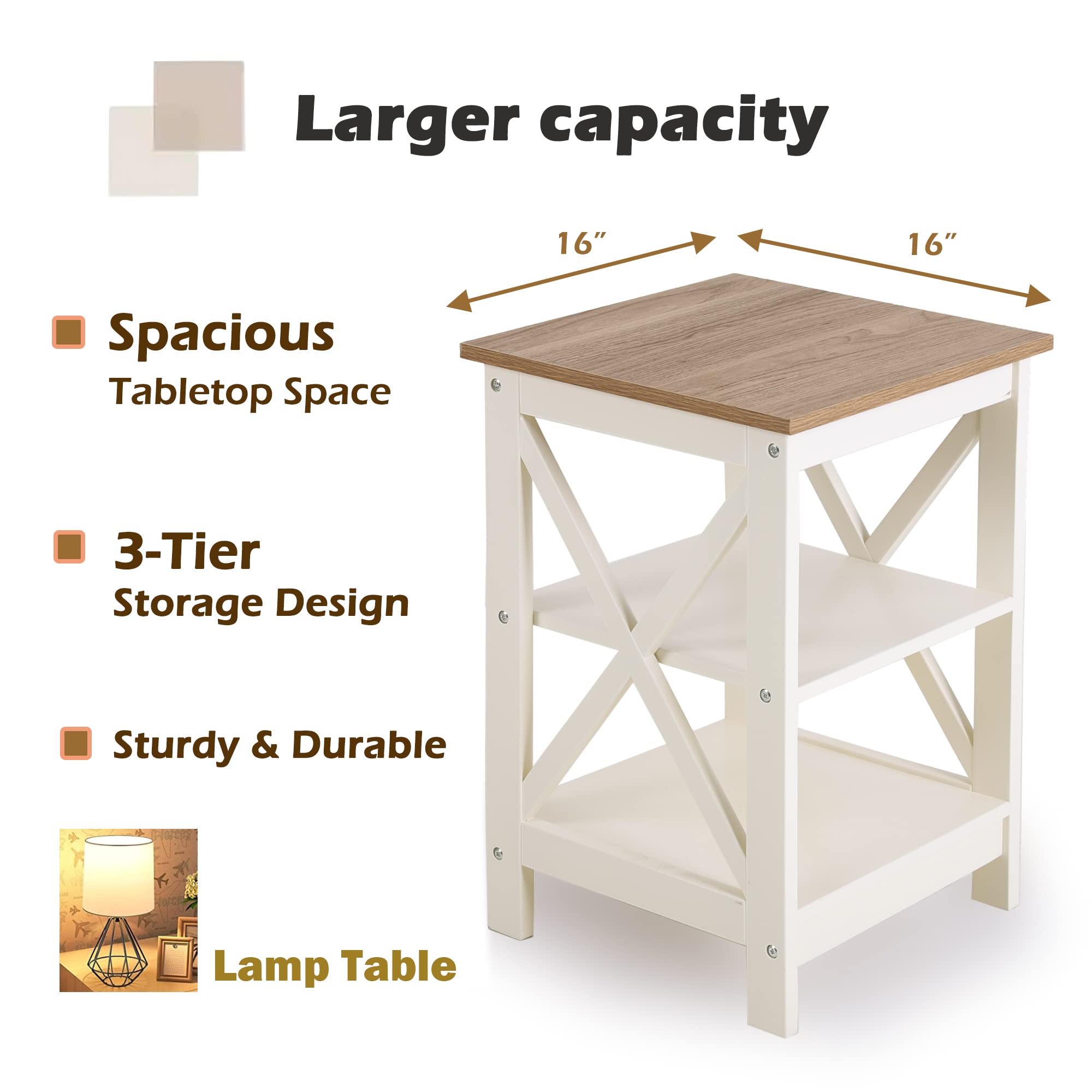 3-Tier End Table Set of 2
