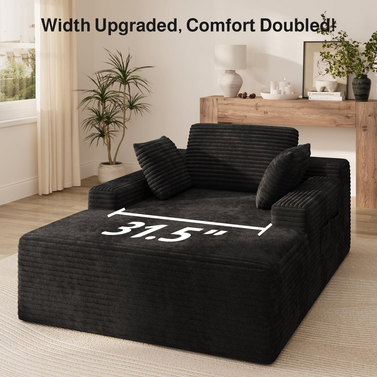 Black Corduroy Chaise Lounge