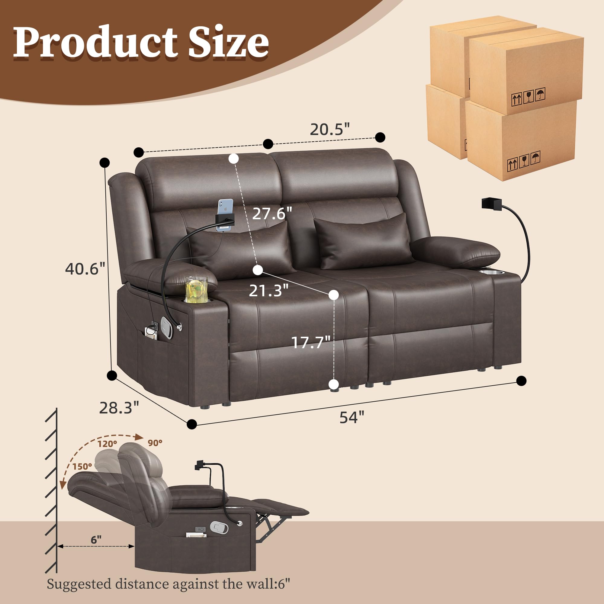 Reclining Loveseat with Heat, USB Charging & Storage
