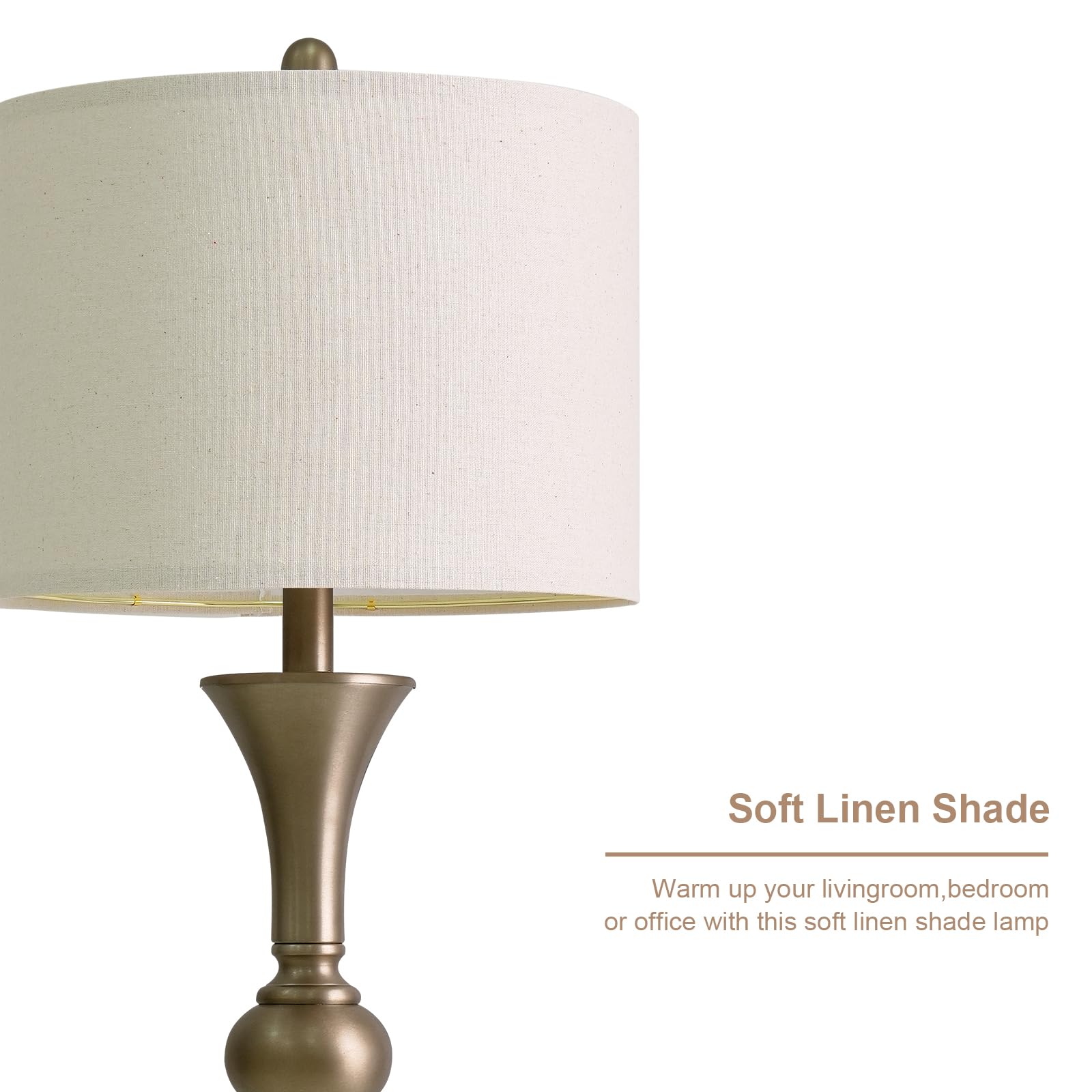 Oneach 28" Modern Table Lamps Set of 2 for Living Room, Warm Gold Bedside Lamps with USB Ports, Nightstand Lamps Set for Bedroom Farmhouse Lamp End Table Lamps (Bulbs not Included)