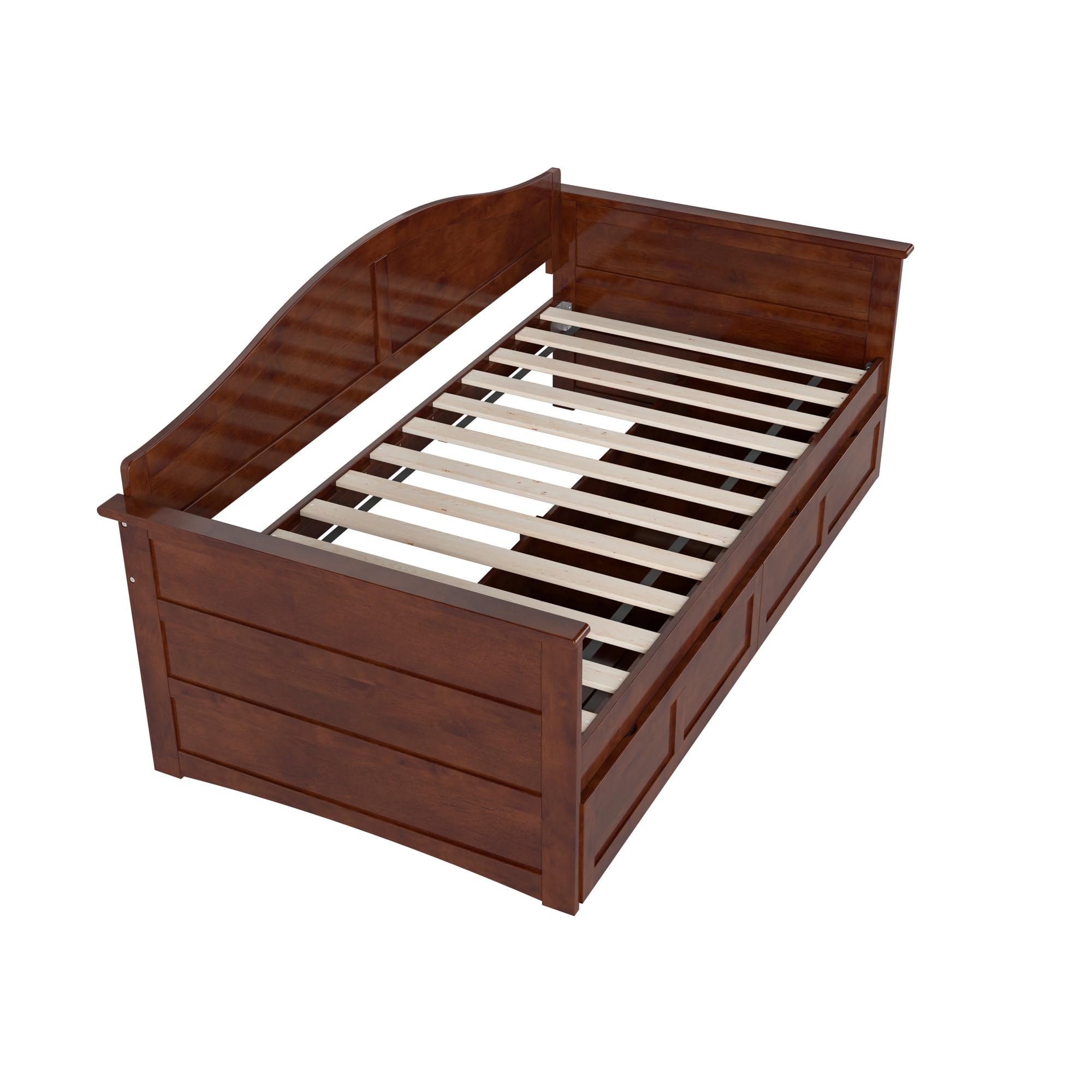 AFI, Acadia Twin Size Wood Daybed Frame with 2 Storage Drawers, Walnut (Brown)