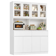 Kitchen Pantry Storage Cabinet with Glass Doors