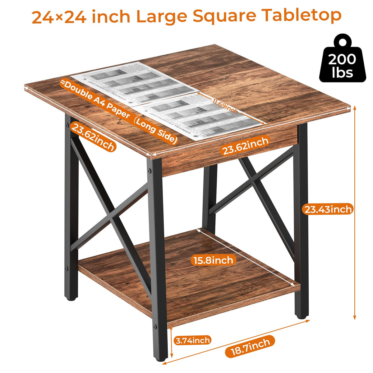 Square End Table with Storage