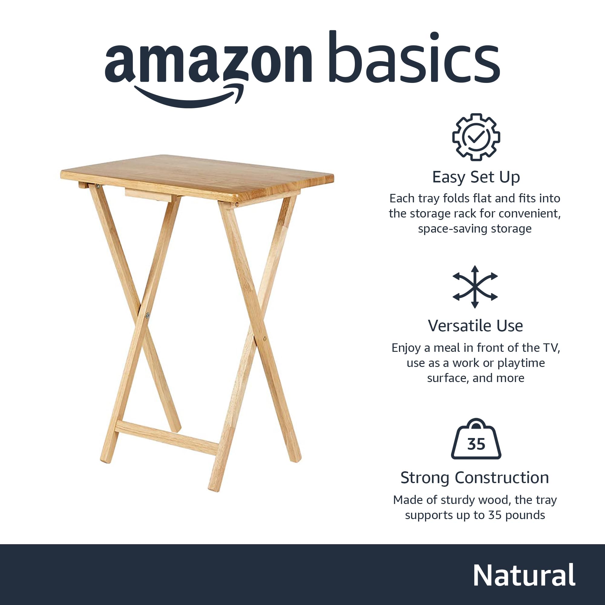 Folding TV Tray Tables with Storage Rack, Set of 4