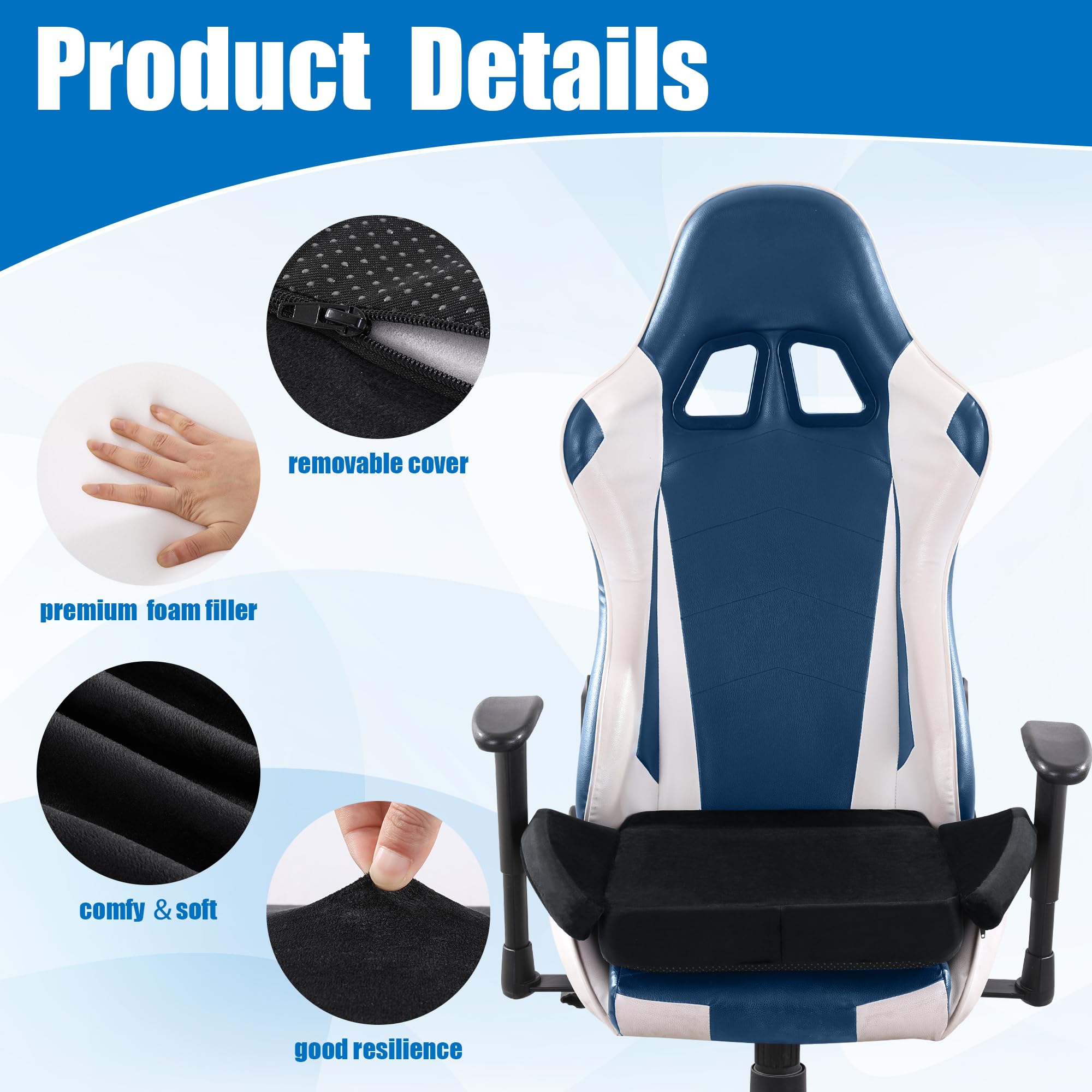 BALAPET Ultra Soft Gaming Chair Cushion for Long Sitting Gamers,Tailbone Pain Reduce Cushion for Office Chair(Black)