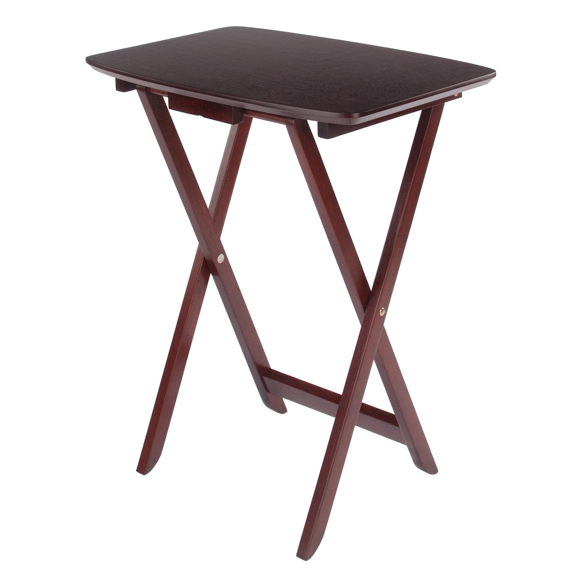 Winsome Darlene Set of 2 Foldable Snack Tables, 26" in Walnut, Easy to Store Portable Fold Up Table Set for Kitchen, Living Room TV Dining, Crafts, Puzzles, Work From Home