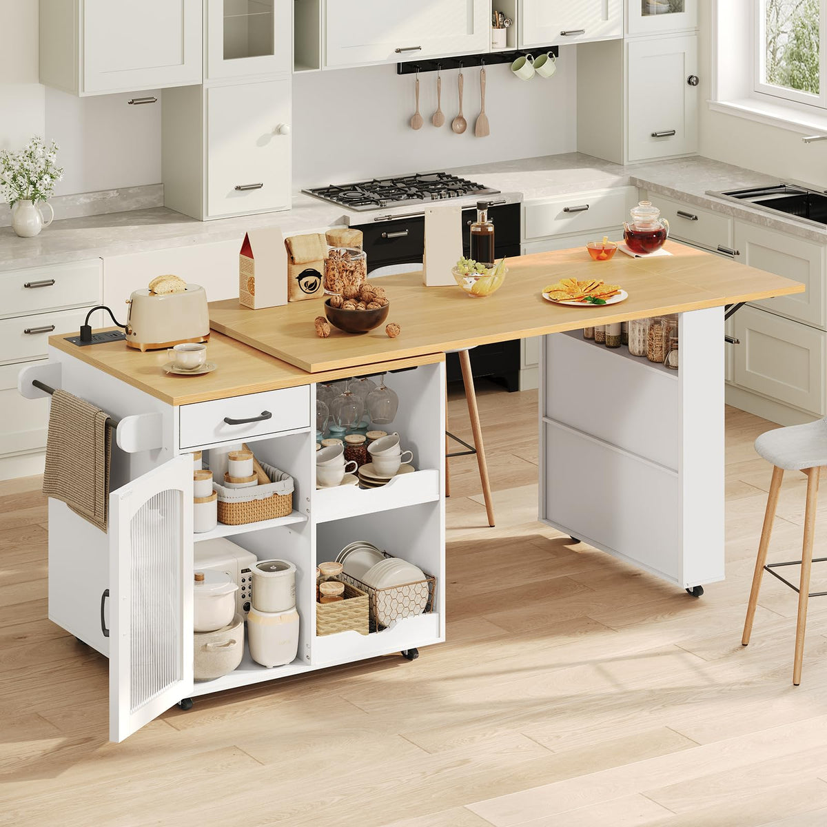 Rolling Kitchen Island with Swivel Tabletop
