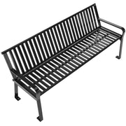 6 ft Heavy-Duty Steel Park Bench with Back – Black Powder Coat