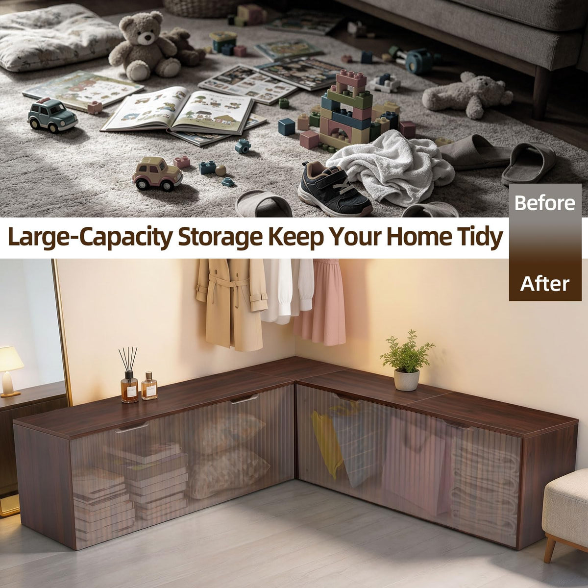Modular L-Shaped Storage Bench