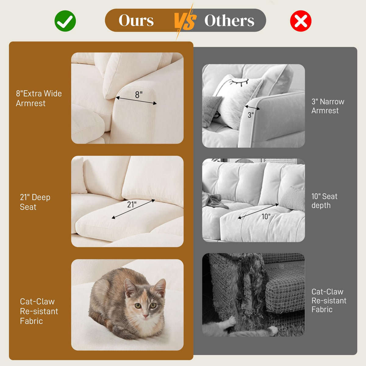92" Boneless Cloud Couch, L Shaped Modular Sectional Sofas for Living Room