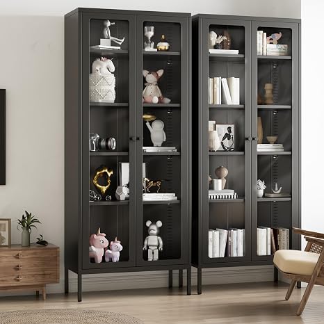 5-Tier Glass Display Cabinet with Metal Frame