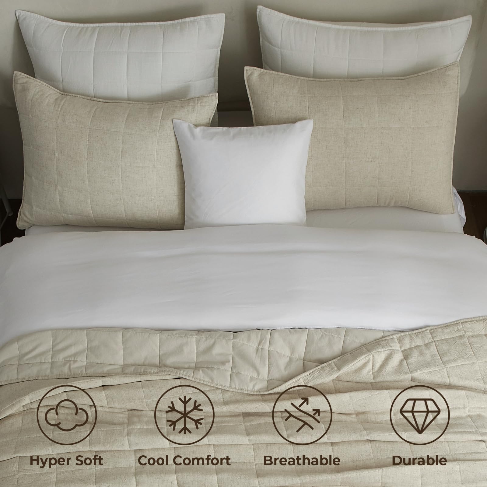 Linen & Cotton Quilt Set – 3-Piece Bedspread