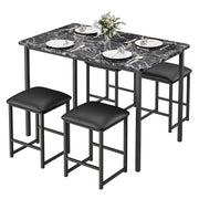 5-Piece Faux Marble Dining Table Set with 4 PU Stools