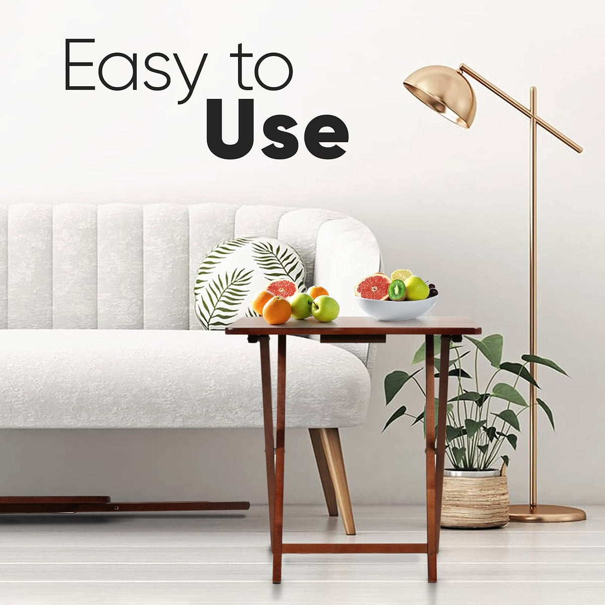 Folding Wood TV Tray Table Set