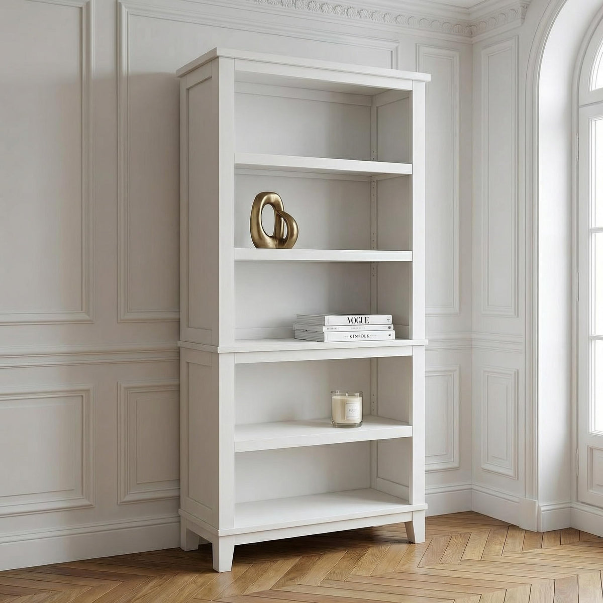 Adjustable 5-Shelf Farmhouse Bookcase