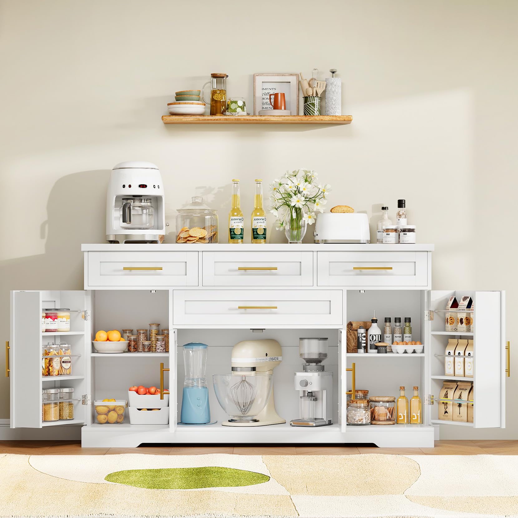 54" Buffet Cabinet with Storage & 4 Drawers