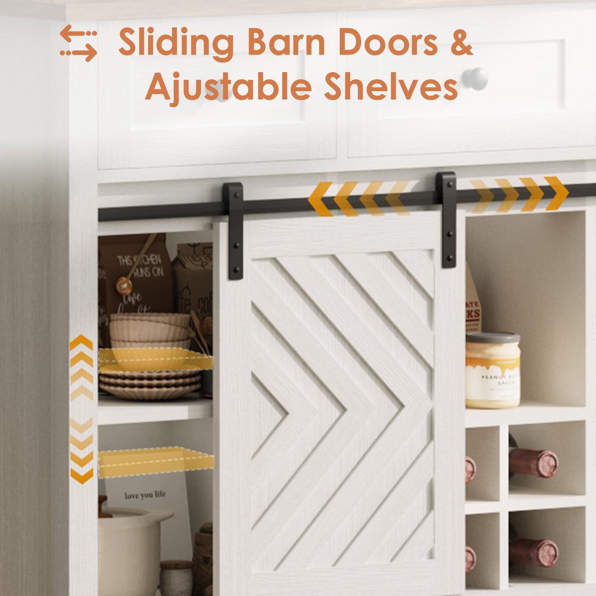CABIHOME 47.2'' Farmhouse Buffet Cabinet with Sliding Barn Door