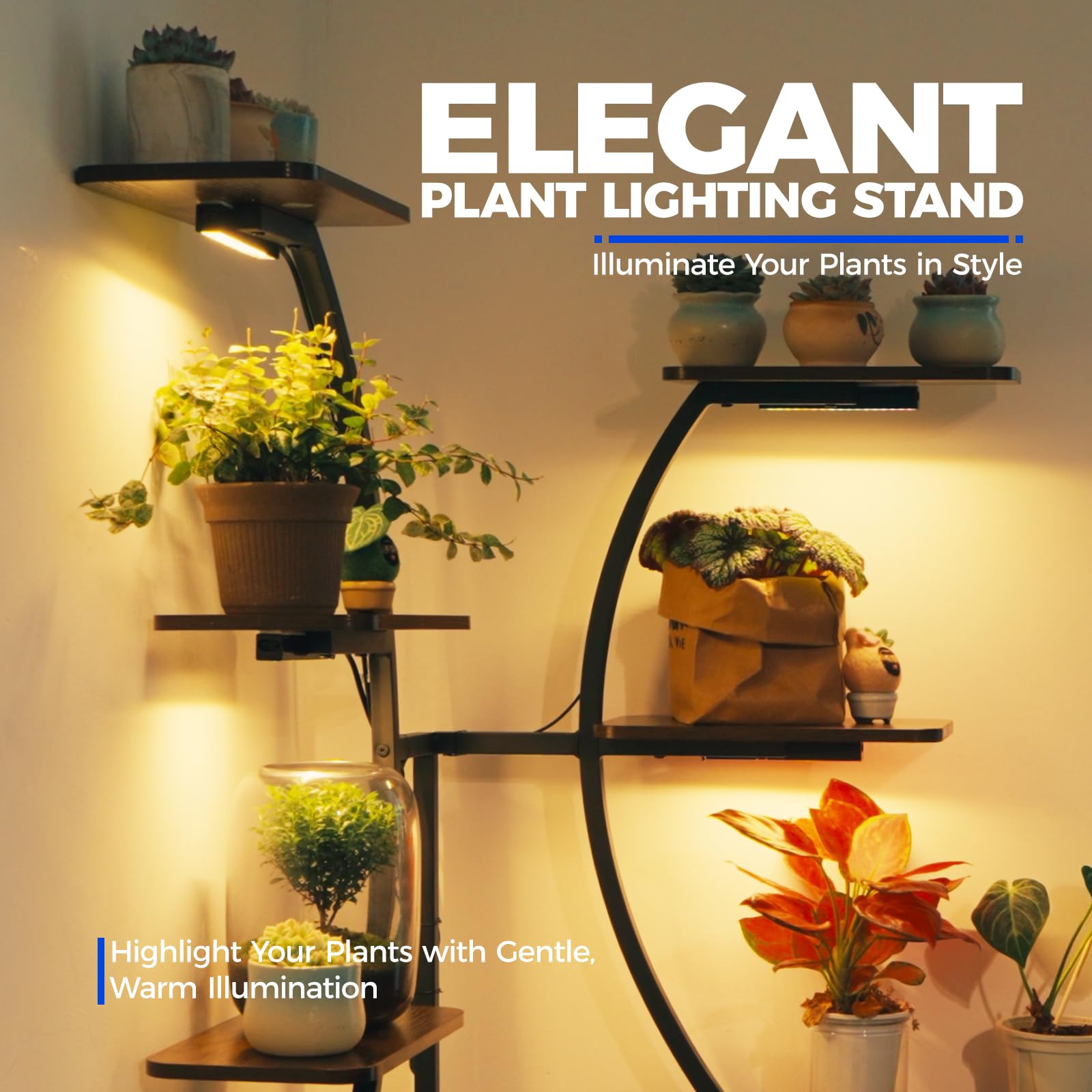 S-Shape Corner Plant Stand with Grow Light