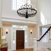 Black Farmhouse Chandelier with Candle Lights