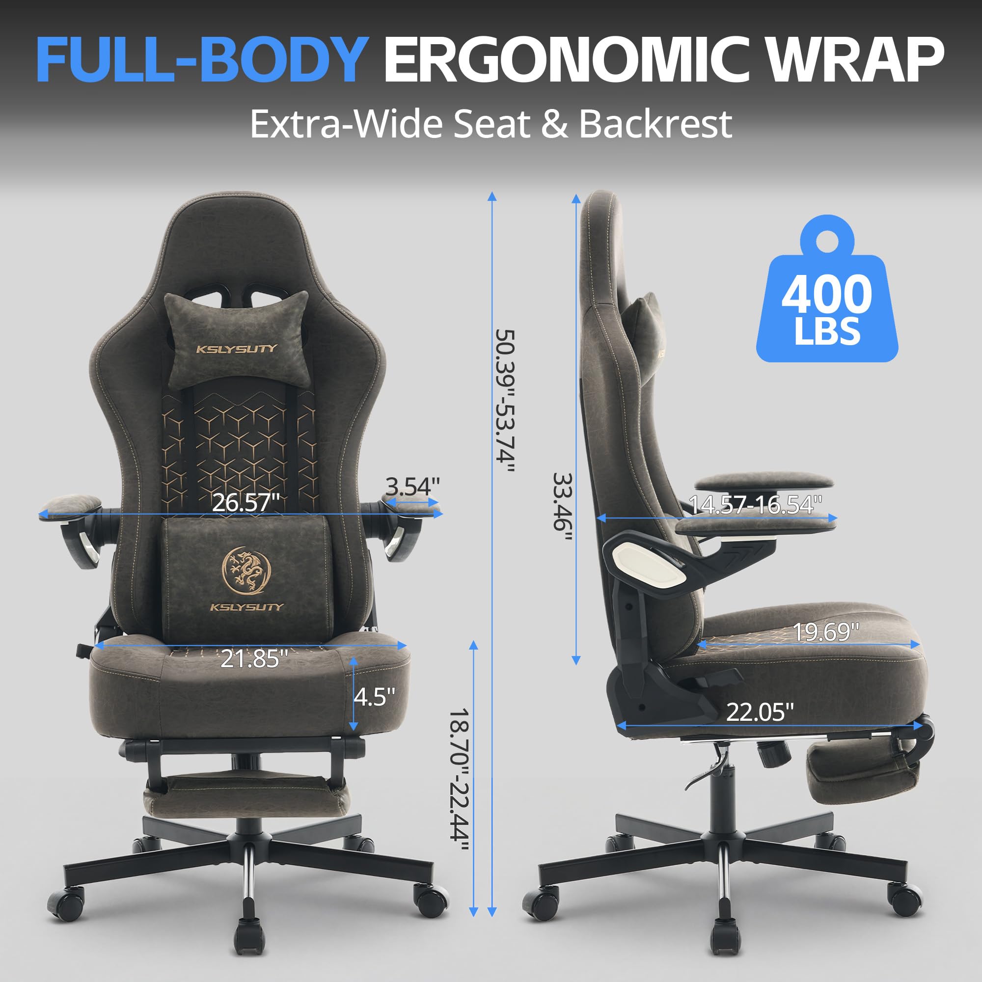 Ergonomic Gaming Chair with Mechanical Arms & Footrest
