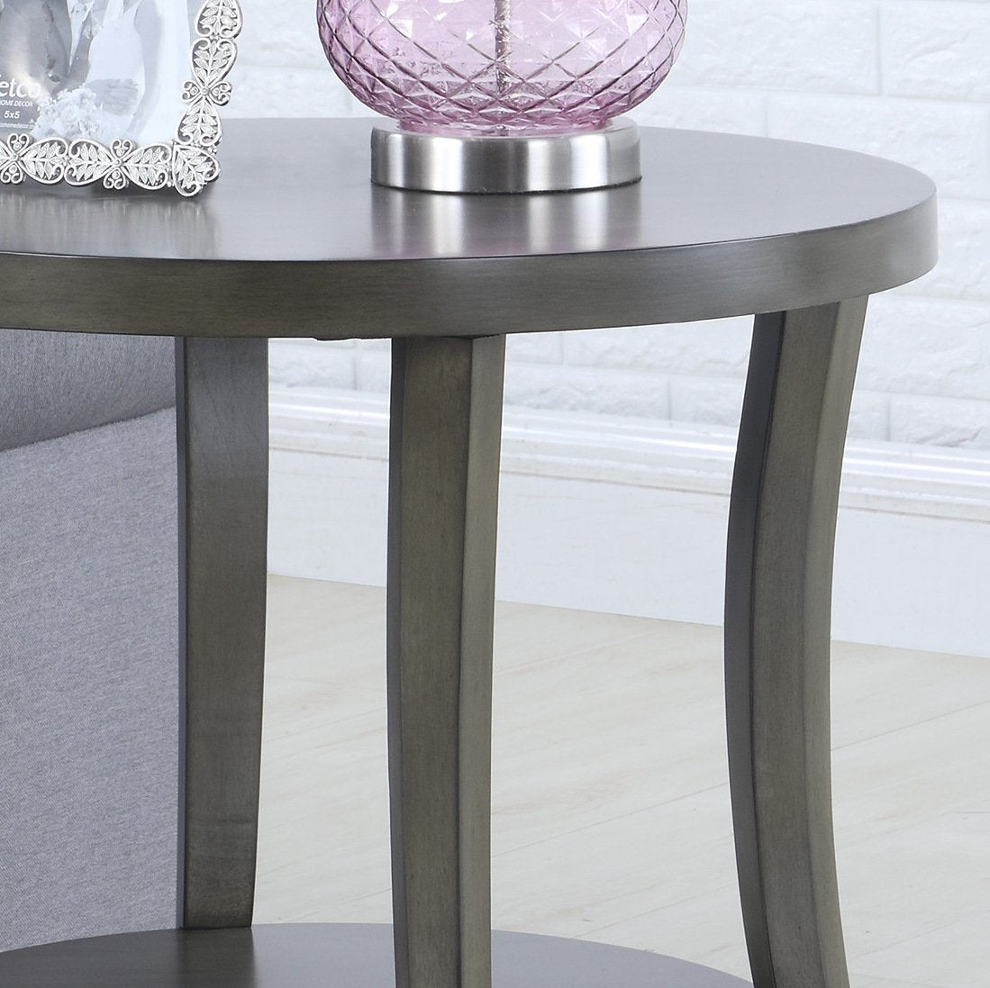 Gray Oval Coffee Table Set