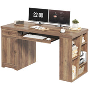 HSH Office Desk with Keyboard Tray, Computer Desk with Storage, 55 Inch