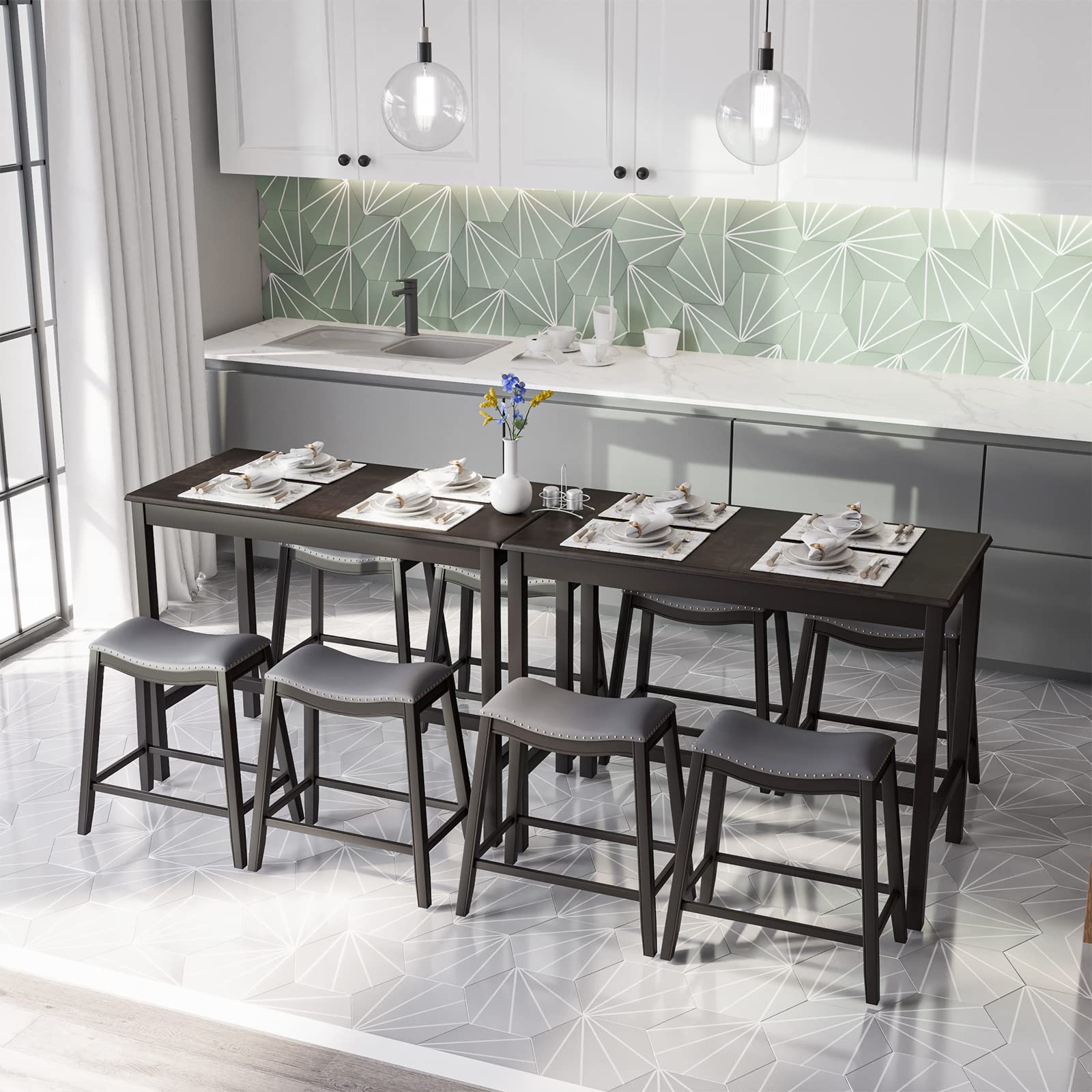 5-Piece Counter Height Bar Table & Saddle Stool Set