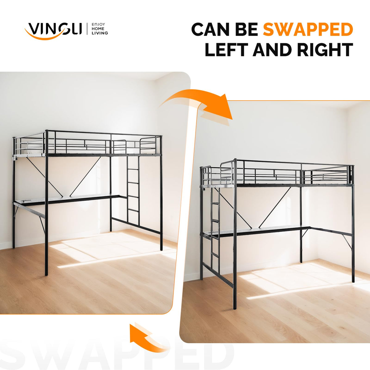 Full Metal Loft Bed with Desk