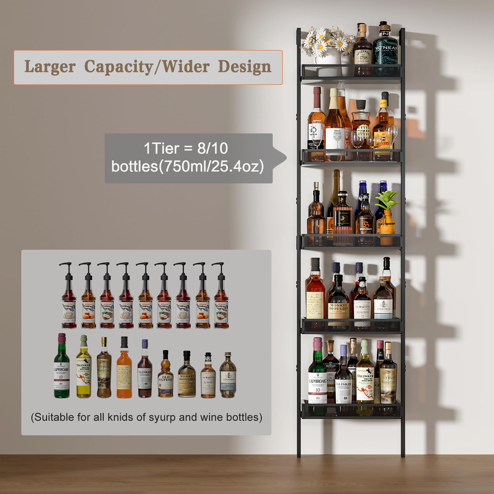 5-Tier Floor Wine Rack – 50 Bottle