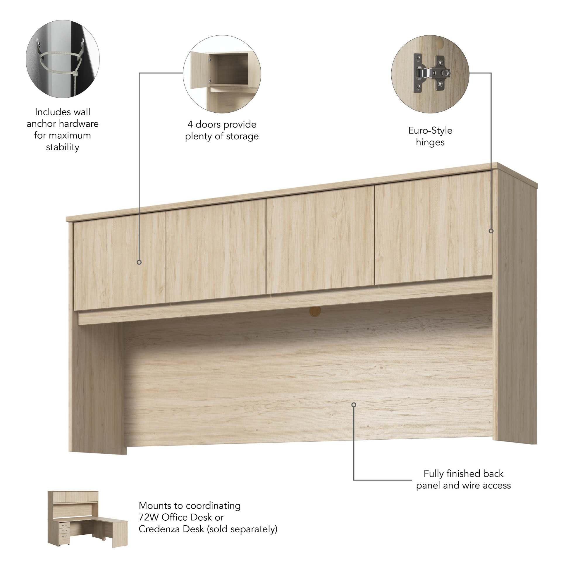 72W Desk Hutch – Black Walnut