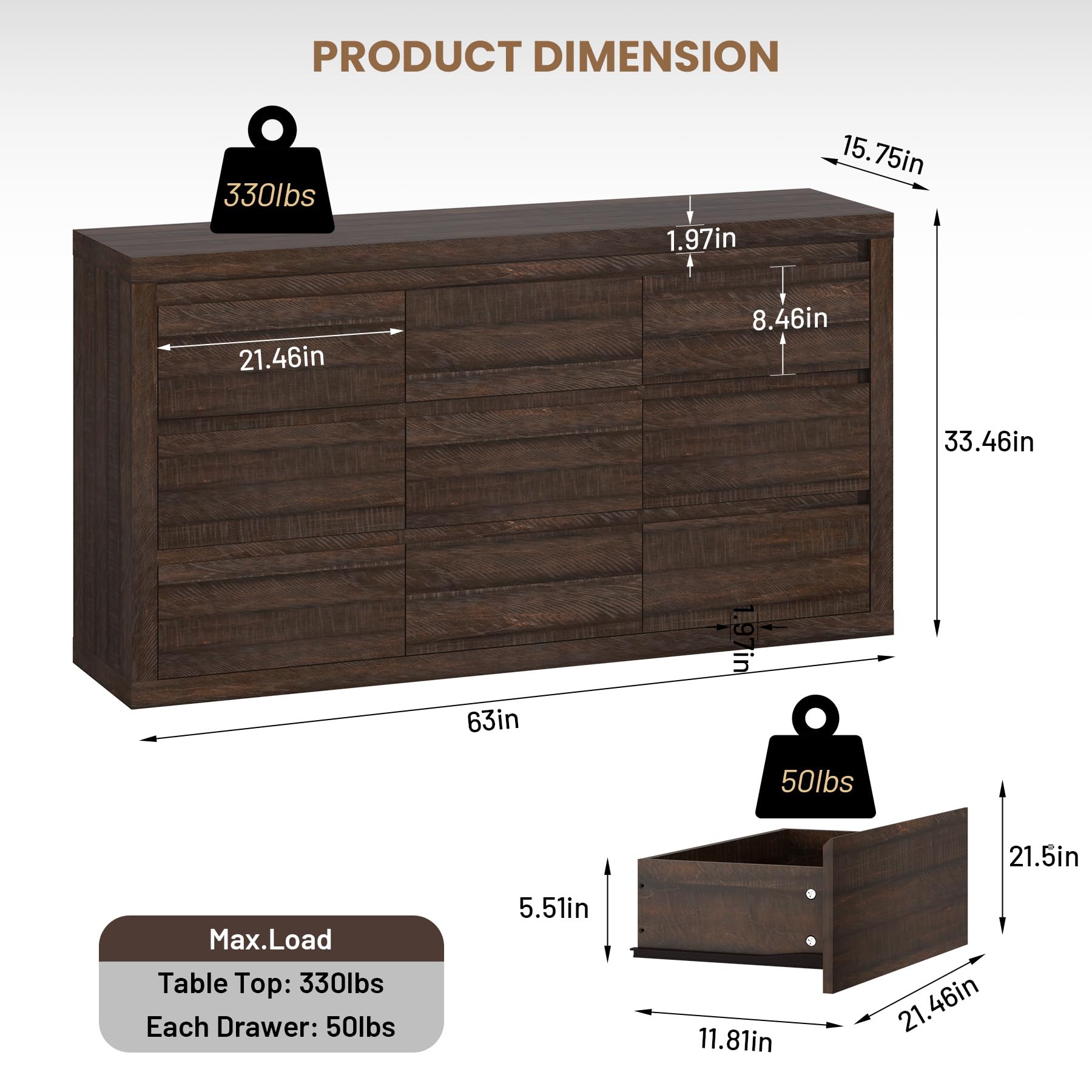 9-Drawer Dresser with Anti-Tip Device
