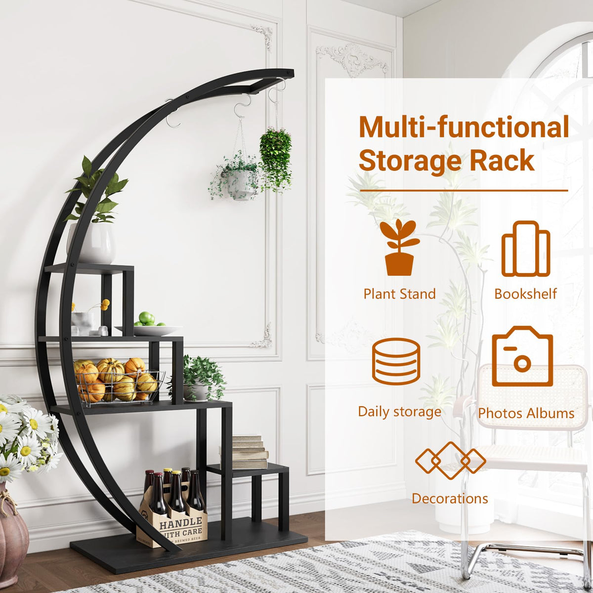 5-Tier Half-Moon Plant Stand