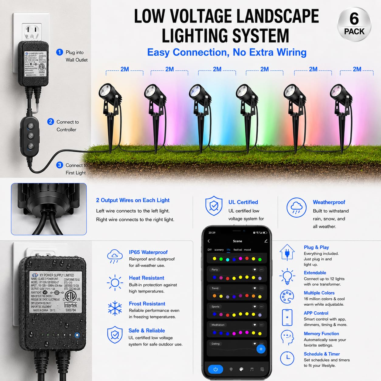 RGBW Smart Landscape Spotlight Kit, 6-Pack