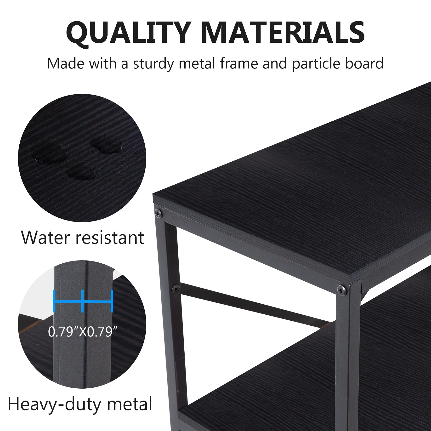 Tribesigns 70.9 Inch Extra Long Console Table, Modern Sofa Table Behind Couch Table with Storage Shelves, 3-Tier Industrial Hallway Entryway Table for Living Room, 3 Shelf Bookshelf(Black)