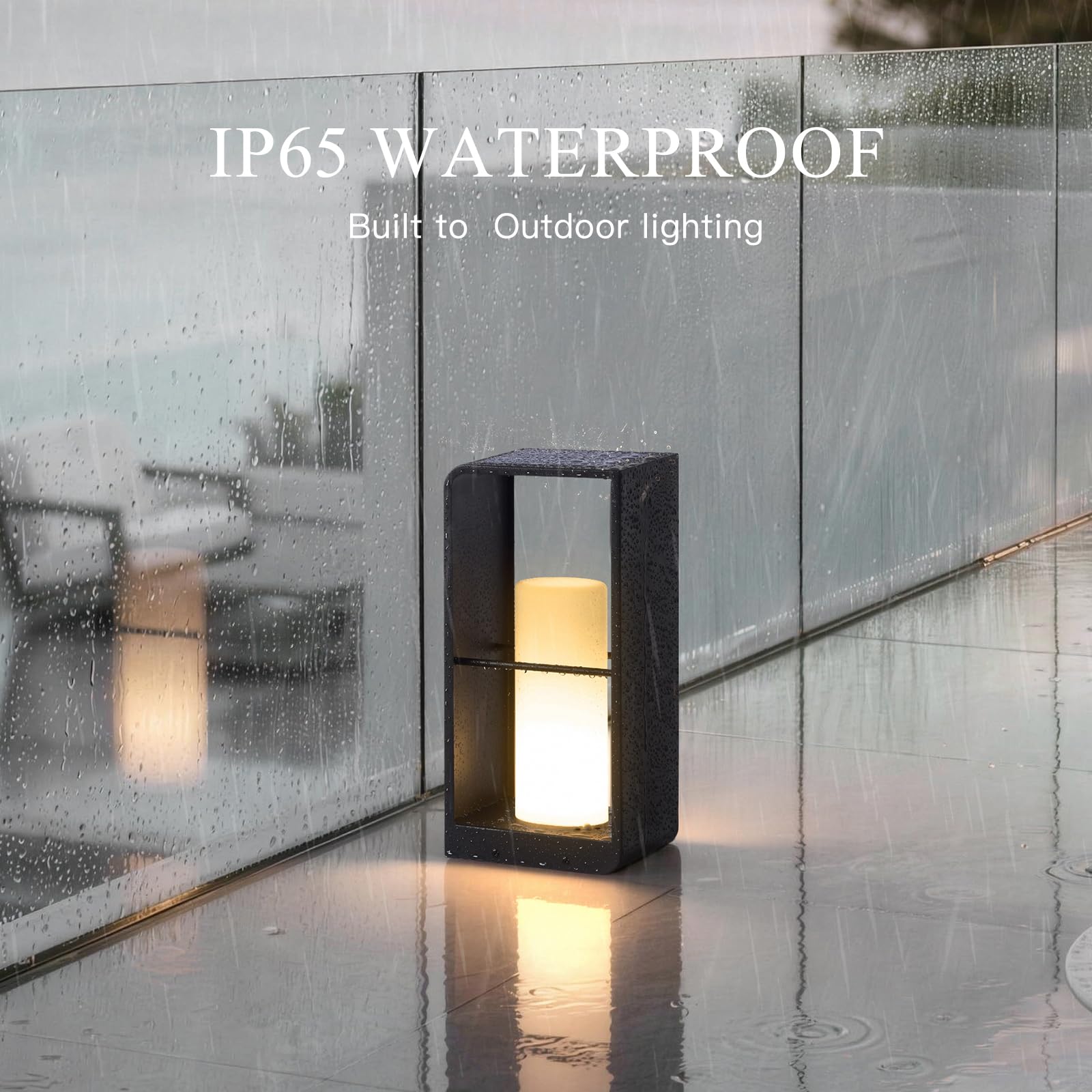 RIRZ Modern Floor Lamp with Remote (Adjustable Brightness), Dusk to Dawn Outdoor Solar Lanterns Waterproof IP65, Unique Floor Lamps, 3000K Solar Outdoor Lamp for Patio Backyard Garden Deck Decoration
