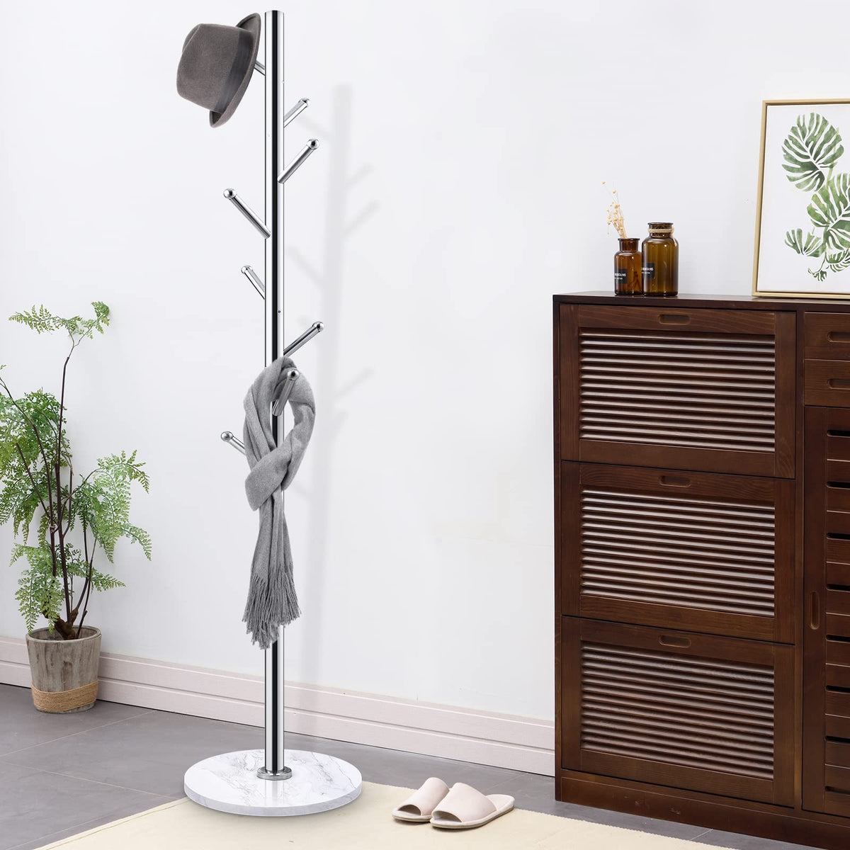 Silver Marble Base Coat Rack
