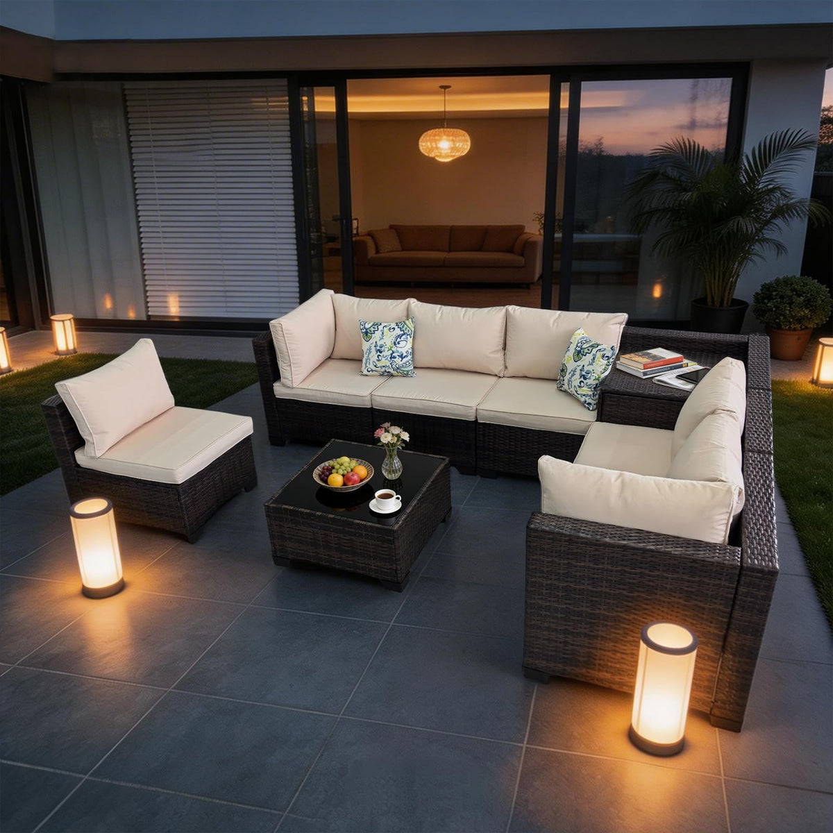Xiacare 8 Pieces Patio Furniture Set with Storage, Outdoor Sectional Sofas