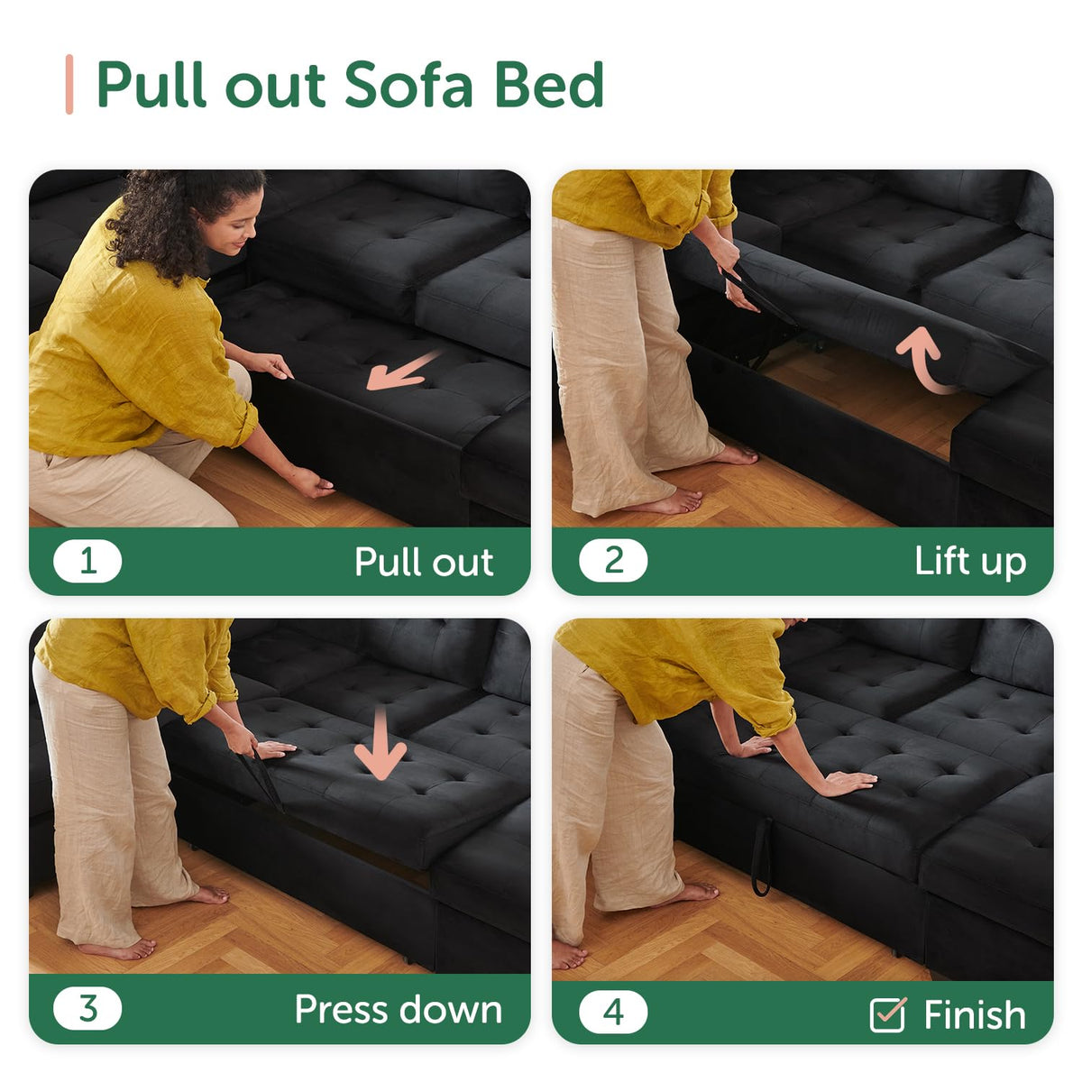 U-Shaped Sectional Sleeper Sofa