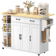 White Rolling Kitchen Island