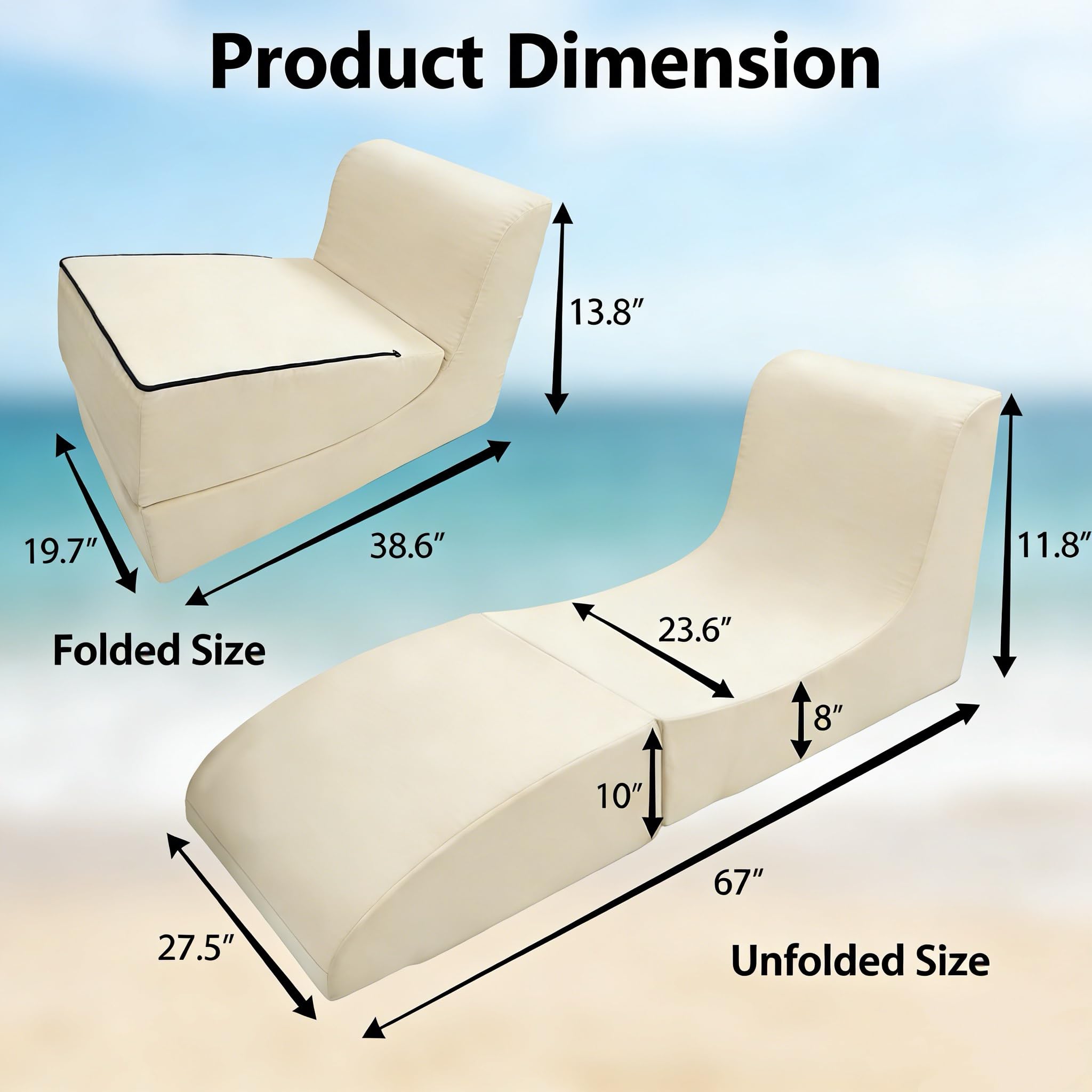 Foldable Outdoor Chaise Lounge Chair Set of 2 with Back Support
