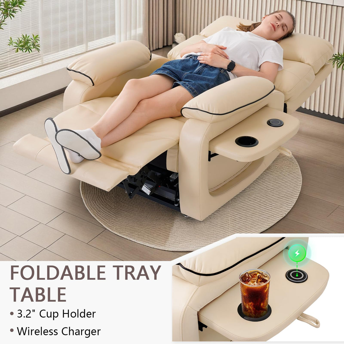 Beige Dual Motor Lift Recliner