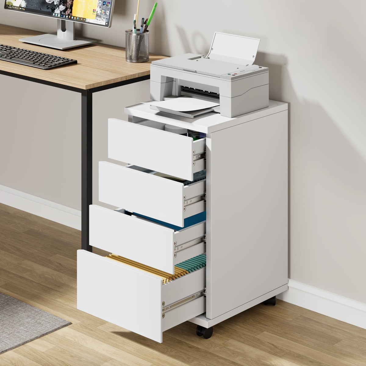 4-Drawer Rolling Office Cabinet