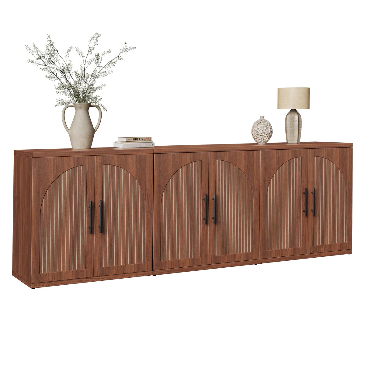 Fluted Walnut Buffet Cabinet