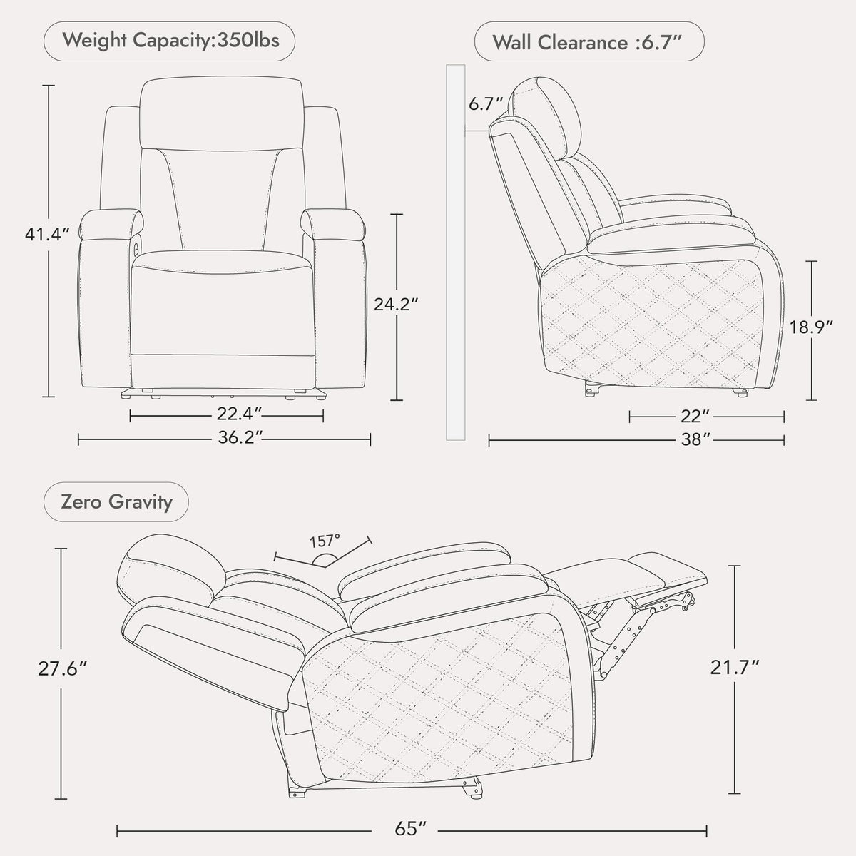 Watson & Whitely Zero Gravity Power Recliner Chair for Adults, Dark Brown