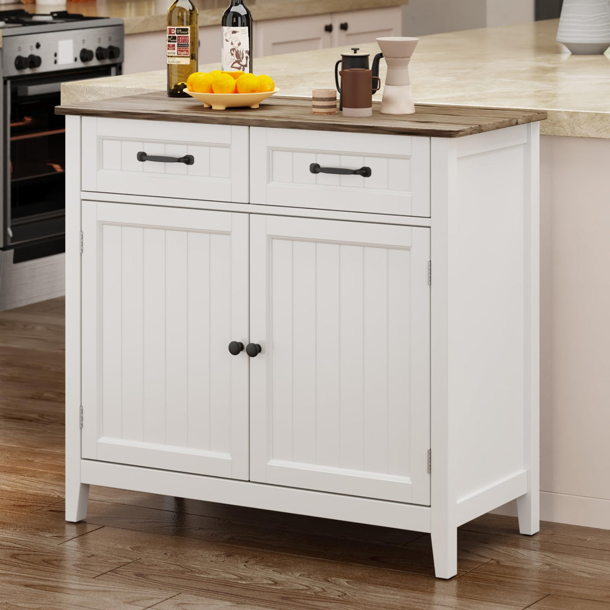 Bealife 32" Buffet Cabinet, Kitchen Island with Storage - Grey
