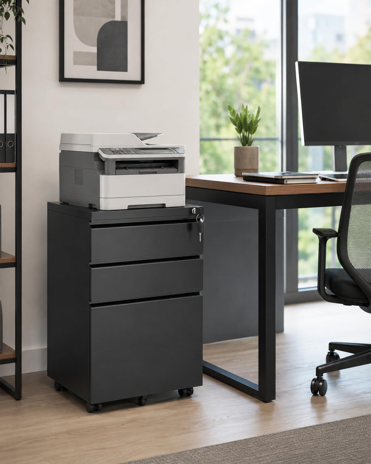 3-Drawer Locking Mobile File Cabinet